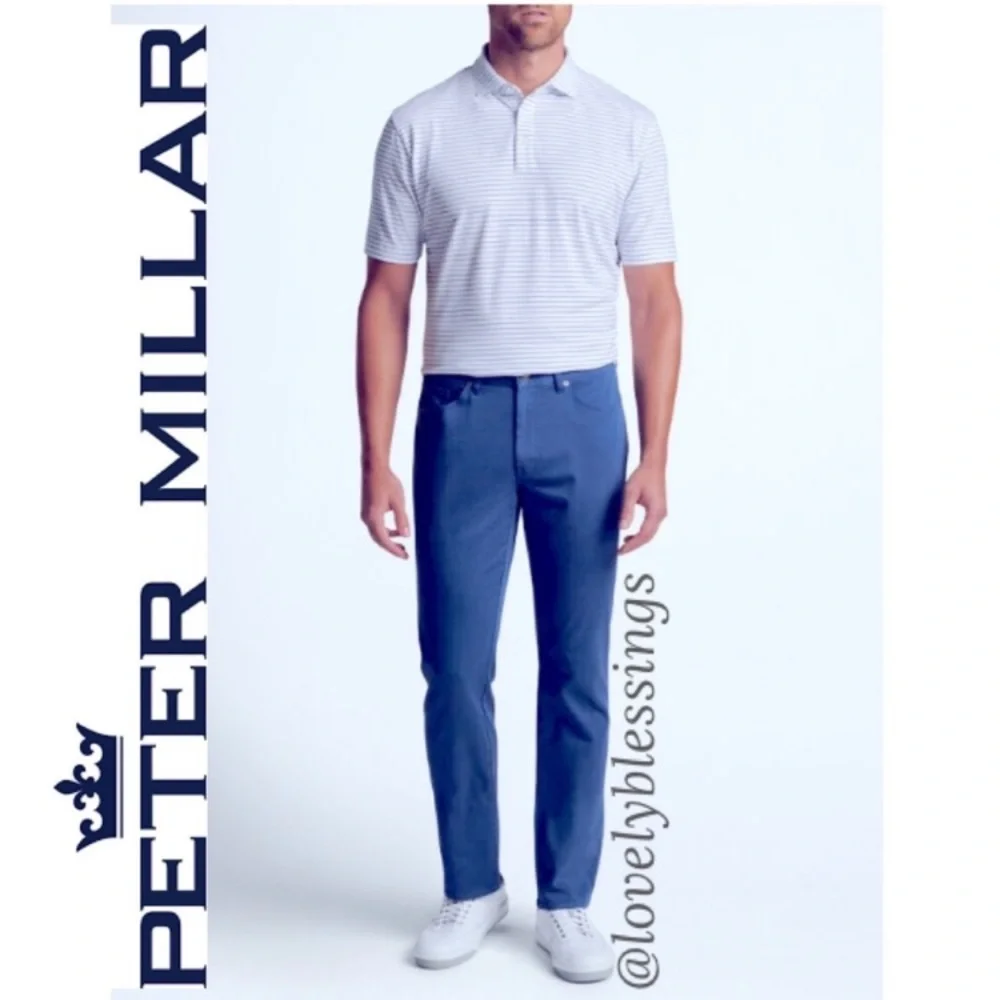 Peter Millar Crown Crafted Performance Golf Pant 5 Pocket Size Medium Blue